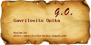 Gavrilovits Opika névjegykártya